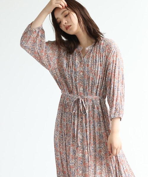 OZOC（オゾック）の「[洗える]小花柄ワッシャー2WAYワンピース（ワンピース/ドレス・レディース・ダークオレンジ(168)/ダークブラウン(143)・38(M)）」の14枚目の写真