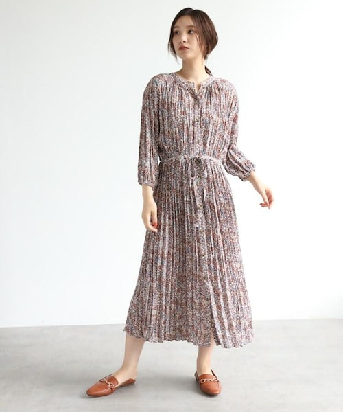 OZOC（オゾック）の「[洗える]小花柄ワッシャー2WAYワンピース（ワンピース/ドレス・レディース・ダークオレンジ(168)/ダークブラウン(143)・38(M)）」の3枚目の写真