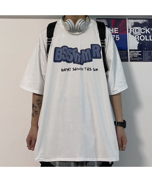no brand（ノーブランド）の「Tシャツ 半袖 メンズ レディース ユニセックス ラウンドネック 英字 プリント オーバーサイズ 大きい ...