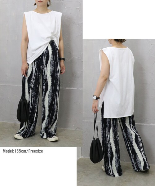 Sheson（シーズン）の「ウェーブ柄プリーツパンツ（その他パンツ・レディース・ブラック/ブラウン・FREE）」の7枚目の写真