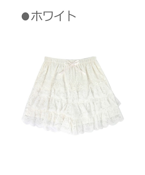 Bobon21(ボボンニジュウイチ)の「レースフリルショート丈ドロワーズ-全2色-(スカート・レディース・ホワイト/ブラック・S/M/L)」の1枚目の写真