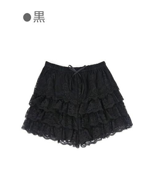Bobon21(ボボンニジュウイチ)の「レースフリルショート丈ドロワーズ-全2色-(スカート・レディース・ホワイト/ブラック・S/M/L)」の2枚目の写真