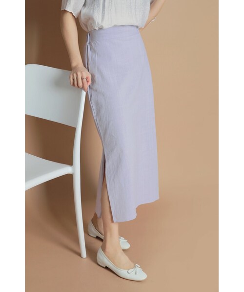 HOTPING(ホッピン)の「6Colorsサイドディープスリットコットンスカート(スカート・レディース・Pink/Blue/Yellow/Purple/Black/Red・フリーサイズ)」の4枚目の写真