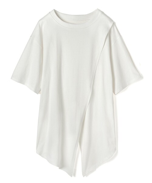 GRL(グレイル)の「フロントアシメスリットトップス(Tシャツ/カットソー・レディース・オフホワイト/ベージュ・F)」の1枚目の写真