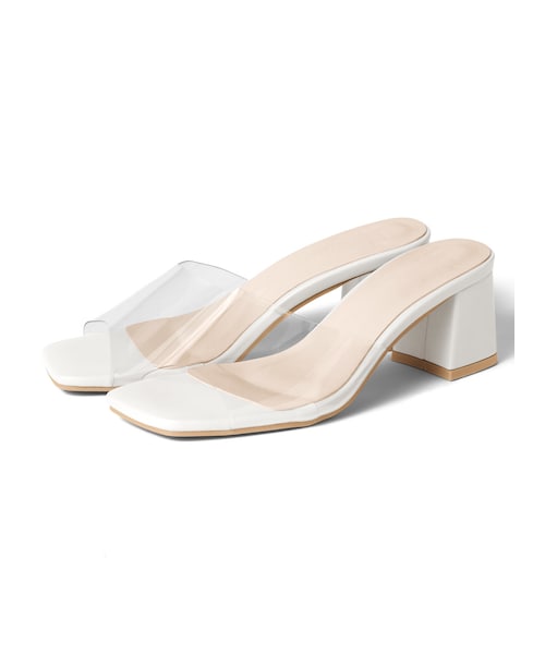 GRL（グレイル）の「スクエアトゥクリアサンダル（サンダル・レディース・ベージュ/オフホワイト/ブラック・24.5）」の2枚目の写真