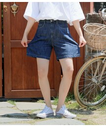 HOTPING | ハイウエストバックゴムデニムショートパンツ(デニムパンツ)