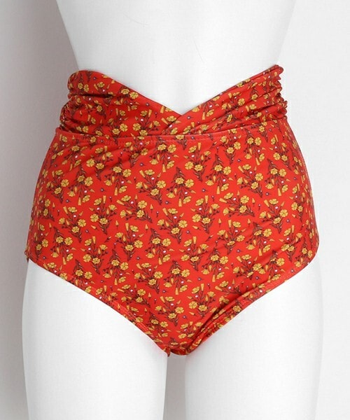 DHOLIC（ディーホリック）の「ギャザー花柄ハイウエストショーツ（水着・レディース・イエロー/グリーン/レッド/ブラック・FREE）」の4枚目の写真