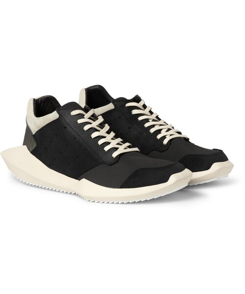 Rick Owens（リックオウエンス）の「Rick Owens adidas Panelled Leather and Fabric Sneakers（スニーカー・メンズ・Black・UK 6 (US 7)/UK 7 (US 8)/UK 7.5 (US 8.5)/UK 8 (US 9)/UK 8.5 (US 9.5)/UK 9 (US 10)/UK 9.5 (US 10.5)/UK 10 (US 11)/UK 10.5 (US 11.5)/UK 11 (US 12)/UK 12 (US 13)）」の4枚目の写真