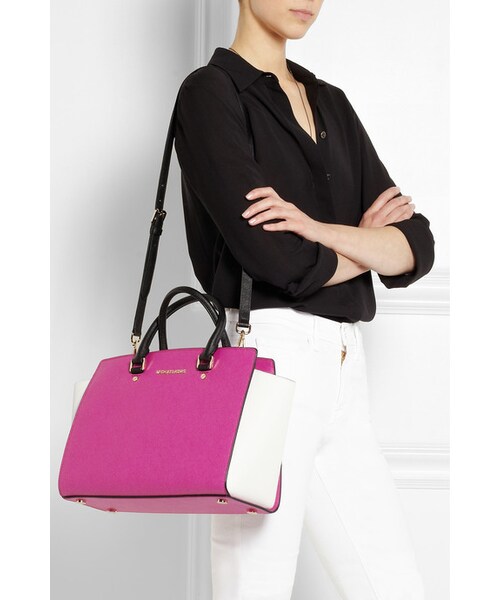 MICHAEL KORS(マイケルコース)の「MICHAEL Michael Kors Selma large color-block textured-leather tote(トートバッグ・レディース・Pink)」の4枚目の写真
