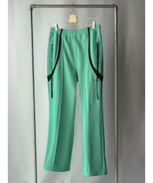 YohKi | "Himotsuki" flare track pants（GREEN）(その他パンツ)