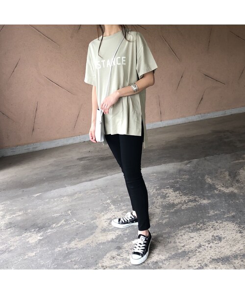 copine（コピン）の「バックロング裾スリット！DISTANCEロゴビッグtシャツ(3color)【クリックポスト対象商品】（Tシャツ/カットソー・レディース・その他）」の8枚目の写真