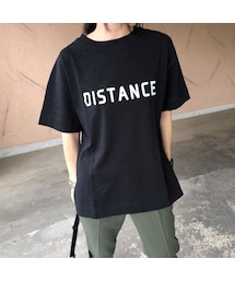 copine | バックロング裾スリット！DISTANCEロゴビッグtシャツ(3color)【クリックポスト対象商品】(Tシャツ/カットソー)