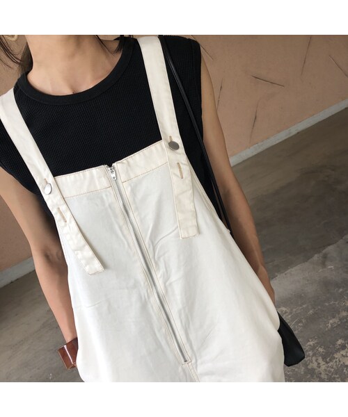 copine（コピン）の「7月23日再入荷！ゆるっと大人可愛い！フロントZIPサロペット【クリックポスト対象商品】（サロペット/オーバーオール・レディース・その他）」の14枚目の写真