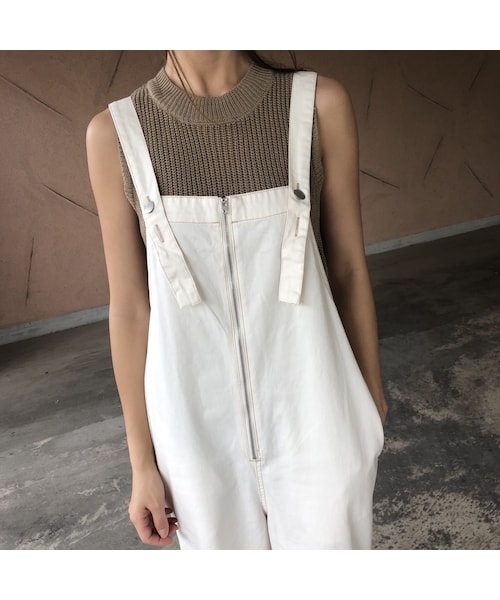 copine（コピン）の「7月23日再入荷！ゆるっと大人可愛い！フロントZIPサロペット【クリックポスト対象商品】（サロペット/オーバーオール・レディース・その他）」の6枚目の写真