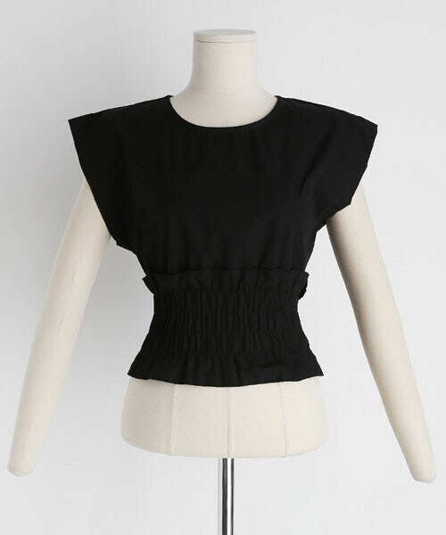 DHOLIC（ディーホリック）の「シャーリングヘムブラウス（シャツ/ブラウス・レディース・ホワイト/ブラック/グリーン・FREE）」の2枚目の写真