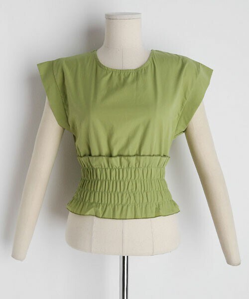 DHOLIC（ディーホリック）の「シャーリングヘムブラウス（シャツ/ブラウス・レディース・ホワイト/ブラック/グリーン・FREE）」の3枚目の写真