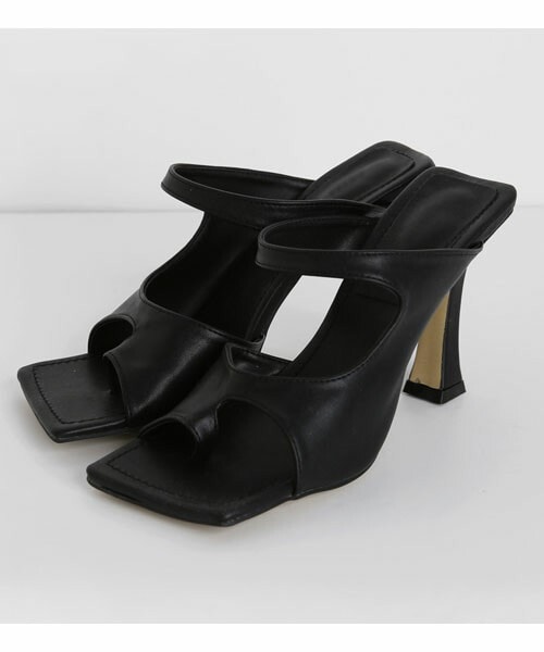 DHOLIC（ディーホリック）の「ユニークカットヒールサンダル（サンダル・レディース・ホワイト/その他/ブラック/ベージュ・225/230/235/240/245/250）」の2枚目の写真