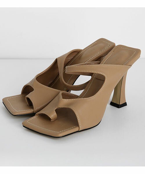 DHOLIC（ディーホリック）の「ユニークカットヒールサンダル（サンダル・レディース・ホワイト/その他/ブラック/ベージュ・225/230/235/240/245/250）」の3枚目の写真