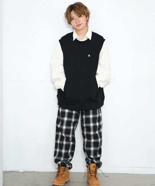 BOYSHE（ボーイシー）の「チェック バンディング テーパードパンツ（その他パンツ・レディース・その他）」の2枚目の写真