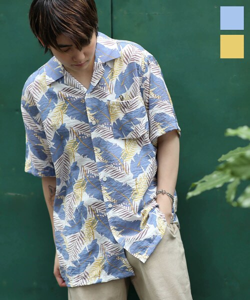 BOYSHE（ボーイシー）の「ヤシの木柄プリント オープンカラーシャツ【2 color】（シャツ/ブラウス・レディース・その他）」の3枚目の写真