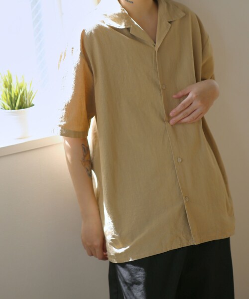 BOYSHE（ボーイシー）の「リネンオープンカラー リラックスシャツ【2 color】（シャツ/ブラウス・レディース・その他）」の3枚目の写真