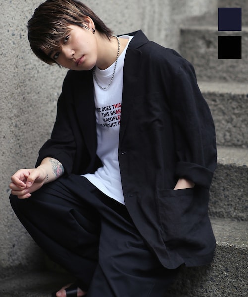 BOYSHE(ボーイシー)の「Korin リネン混 テーラードジャケット ブラック(テーラードジャケット・レディース・その他)」の1枚目の写真