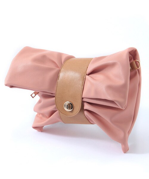 PAGEBOY（ページボーイ）の「ターンロックフロント2WAYリボンクラッチバッグ（バッグ・レディース・グレー/ブラック/ピンク）」の3枚目の写真