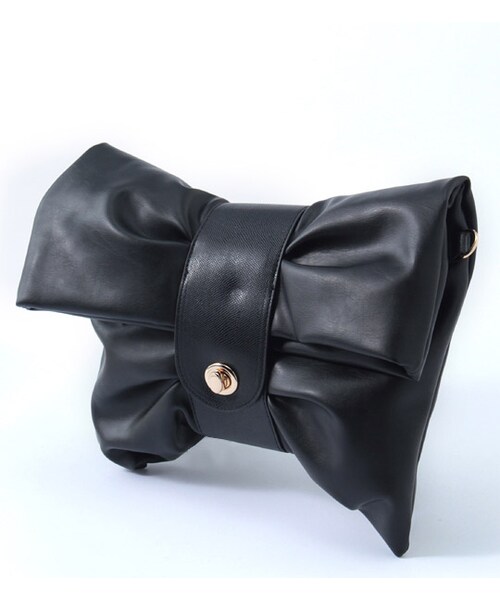 PAGEBOY（ページボーイ）の「ターンロックフロント2WAYリボンクラッチバッグ（バッグ・レディース・グレー/ブラック/ピンク）」の2枚目の写真