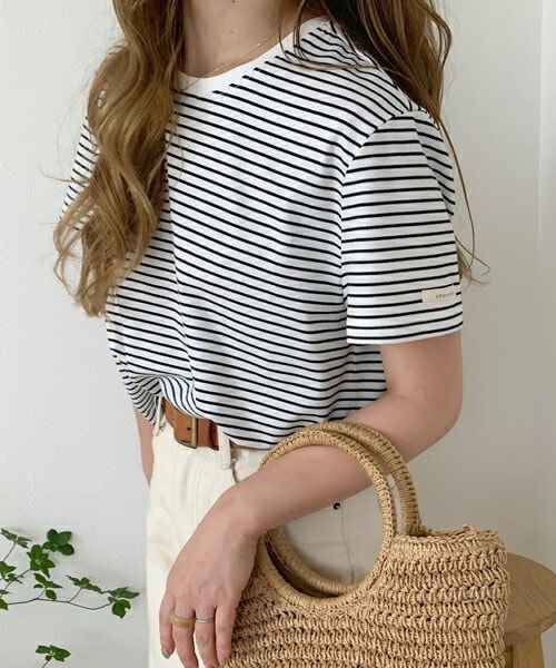 chocomee(チョコミー)の「chocomeeミニボーダー(Tシャツ/カットソー・レディース・ブラウン/グリーン/ブラック・FREE)」の2枚目の写真