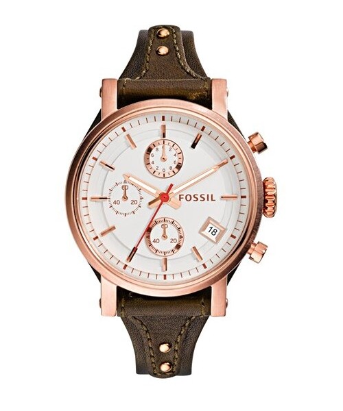 FOSSIL(フォッシル)の「Fossil 'Original Boyfriend' Chronograph Leather Strap Watch, 38mm(アナログ腕時計・レディース・Brown/ Rose Gold)」の2枚目の写真