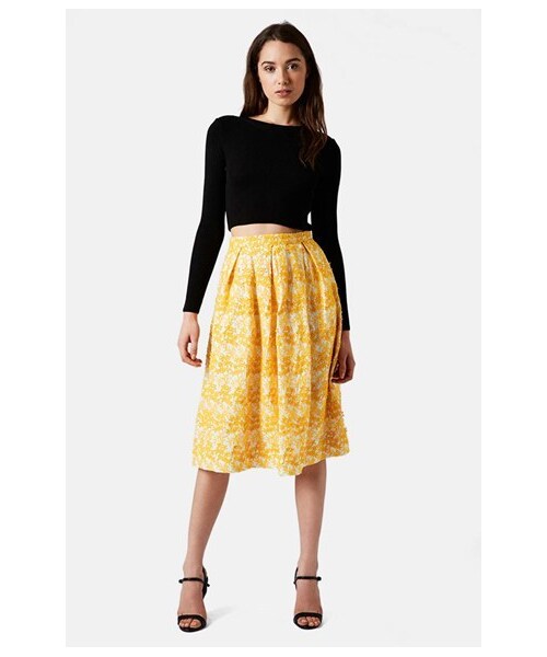 TOPSHOP（トップショップ）の「Topshop Daisy Embroidered Pleated Midi Skirt（スカート・レディース・Yellow・Regular 2 (0 US)/Regular 4 (0-2 US)/Regular 6 (2-4 US)/Regular 8 (6-8 US)）」の6枚目の写真