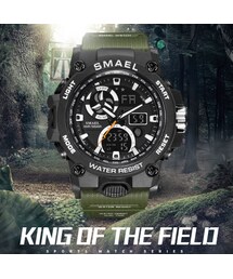 【S-SHOCK】 SMAEL スポーツ 腕時計 50m防水 メンズ クォーツ デジタル表示付き LED 腕時計 ミリタリー 日付表示 クロノグラフ 8011 【選べる3色】