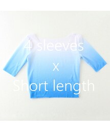 6 color - 4 sleeve × short-Gradient mesh ballet tops / 4分袖×ショート丈 グラデーションメッシュバレエトップス