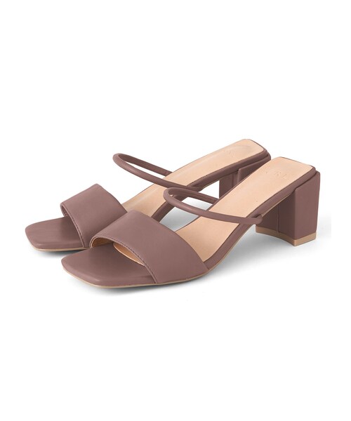 GRL（グレイル）の「スクエアトゥストラップサンダル（サンダル・レディース・くすみピンク/べっ甲/ベージュ/パイソン/イエロー/オレンジ/グリーン/ブラック/ピンク/モカ/オフホワイト/ブラウン・24.5）」の5枚目の写真