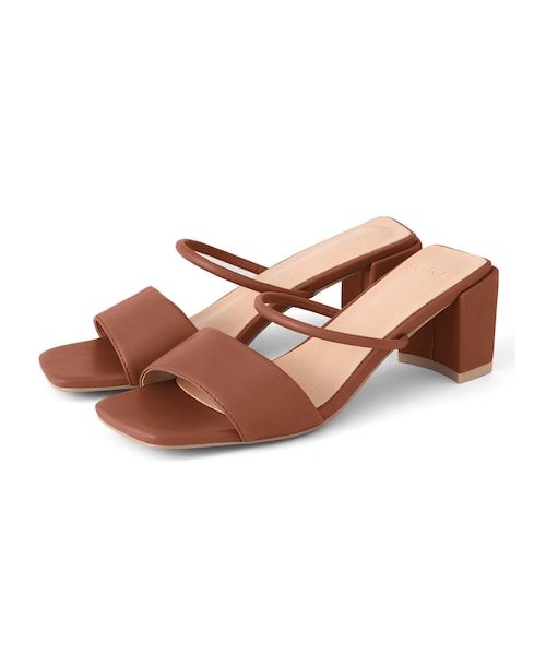 GRL（グレイル）の「スクエアトゥストラップサンダル（サンダル・レディース・くすみピンク/べっ甲/ベージュ/パイソン/イエロー/オレンジ/グリーン/ブラック/ピンク/モカ/オフホワイト/ブラウン・24.5）」の6枚目の写真