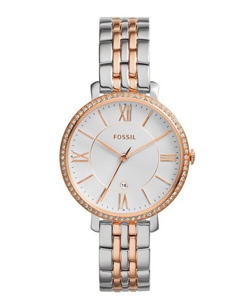 FOSSIL（フォッシル）の「Fossil 'Jacqueline' Crystal Bezel Bracelet Watch, 36mm (Nordstrom Exclusive)（アナログ腕時計・レディース・Silver/ Rose Gold）」の2枚目の写真