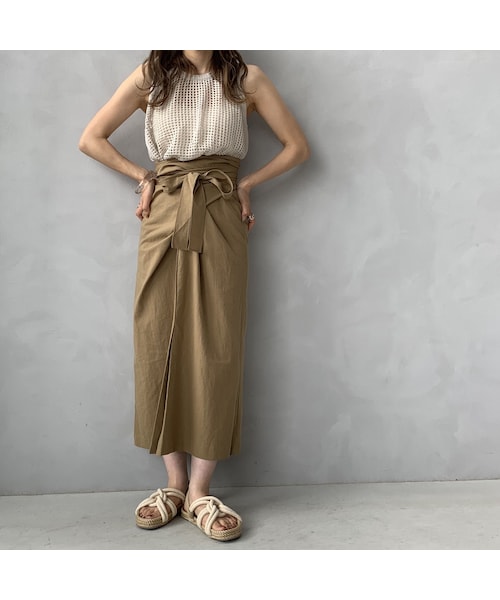 no brand（ノーブランド）の「リネンラップリボンスカート（スカート・レディース・その他）」の4枚目の写真