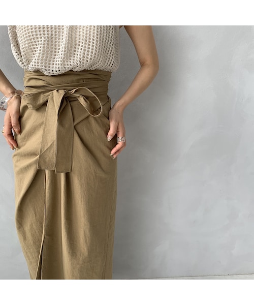 no brand（ノーブランド）の「リネンラップリボンスカート（スカート・レディース・その他）」の3枚目の写真