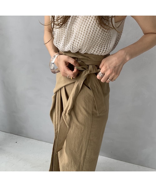 no brand（ノーブランド）の「リネンラップリボンスカート（スカート・レディース・その他）」の5枚目の写真