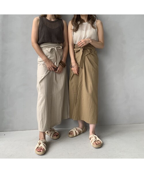 no brand（ノーブランド）の「リネンラップリボンスカート（スカート・レディース・その他）」の2枚目の写真