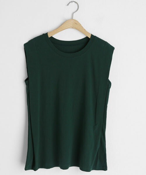 DHOLIC（ディーホリック）の「ラウンドスリーブレス（Tシャツ/カットソー・レディース・ブラウン/ピンク/グリーン/ホワイト/ブラック/ブルー・FREE）」の4枚目の写真