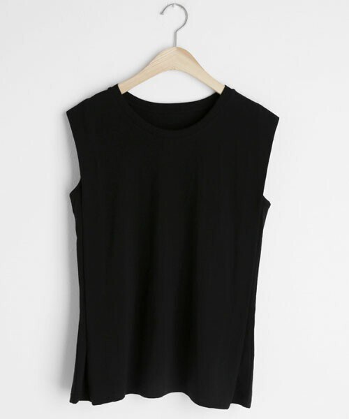 DHOLIC（ディーホリック）の「ラウンドスリーブレス（Tシャツ/カットソー・レディース・ブラウン/ピンク/グリーン/ホワイト/ブラック/ブルー・FREE）」の3枚目の写真