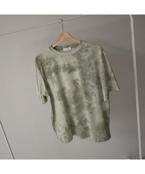 Lavish Gate（ラヴィッシュゲート）の「nh-tops-02176　タイダイ染　ボーイフレンドＴシャツ　ピスタチオ（Tシャツ/カットソー・レディース・その他）」の6枚目の写真