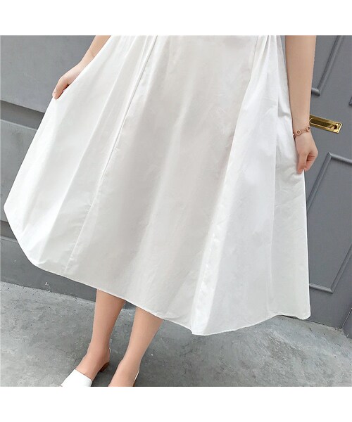 no brand（ノーブランド）の「バック クロス コットン フレア Aライン ワンピース・ブラック（ワンピース・レディース・その他）」の8枚目の写真