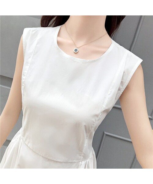 no brand（ノーブランド）の「バック クロス コットン フレア Aライン ワンピース・ブラック（ワンピース・レディース・その他）」の7枚目の写真