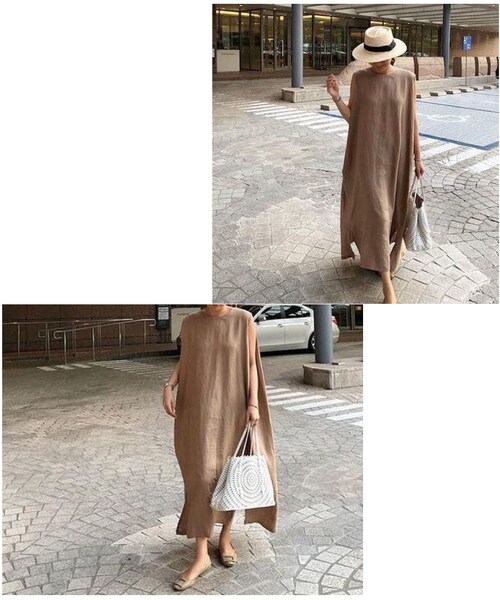 no brand（ノーブランド）の「リラックスノースリマキシ丈ワンピース・キャメル（ワンピース・レディース・その他）」の14枚目の写真