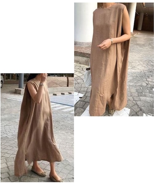 no brand（ノーブランド）の「リラックスノースリマキシ丈ワンピース・キャメル（ワンピース・レディース・その他）」の12枚目の写真