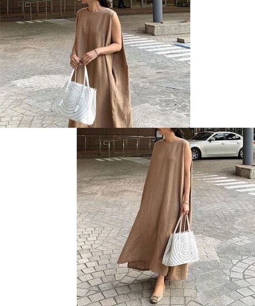 no brand（ノーブランド）の「リラックスノースリマキシ丈ワンピース・キャメル（ワンピース・レディース・その他）」の13枚目の写真