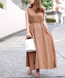 no brand | リラックスノースリマキシ丈ワンピース・キャメル(ワンピース)
