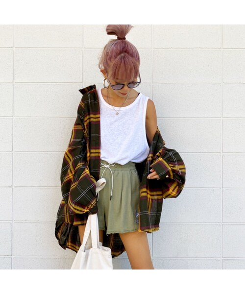 no brand（ノーブランド）の「BIGBIGたぽ袖チェックシャツ#3510（シャツ/ブラウス・レディース・その他）」の2枚目の写真